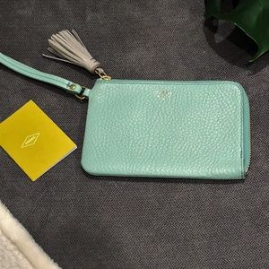 NWT Fossil Tara Leather Wristlet with Tassel mint
